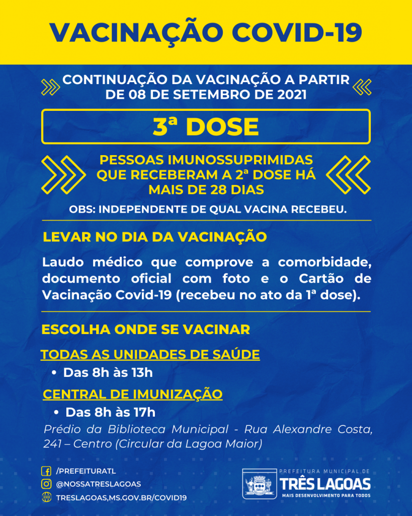 Mesmo sem novo lote, SMS segue vacinando pessoas com 1ª, 2ª e 3ª dose contra COVID-19