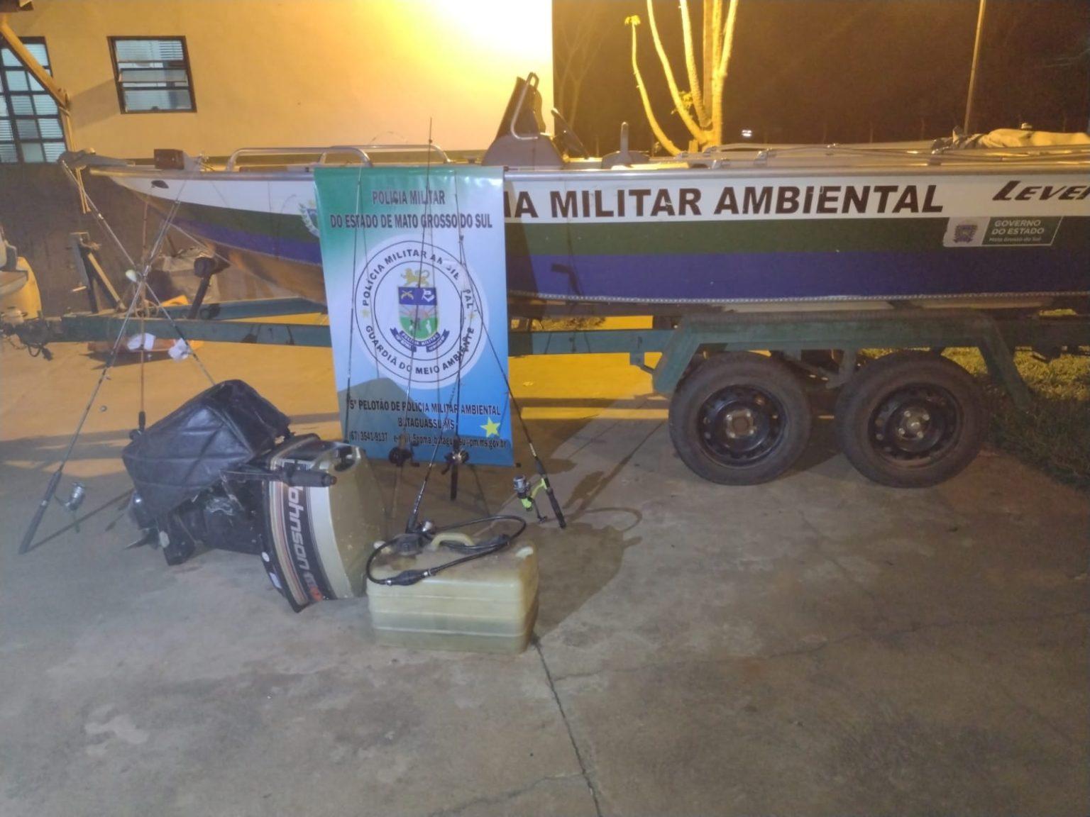 Operação Hot Point: Em Bataguassu, PMA autua pescadores e apreende barcos, motores de popa e petrechos de pesca
