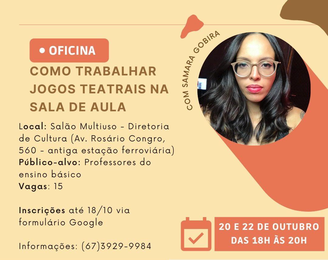 TEATRO – Estão abertas inscrições para a oficina TEATRO – Estão abertas inscrições para a oficina