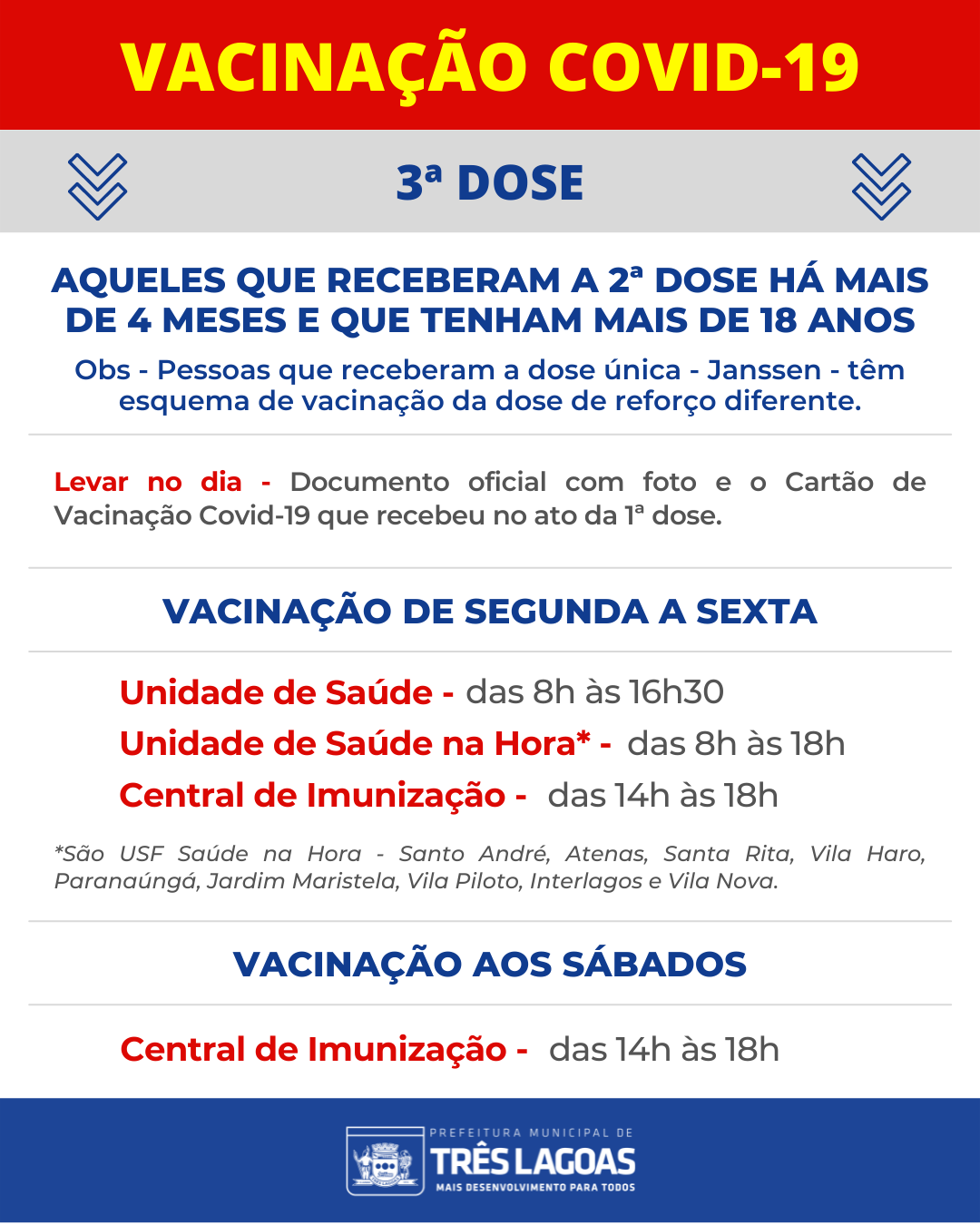 SMS de TL libera 3ª dose da vacina contra Covid para todos com mais de 18 anos, veja regra