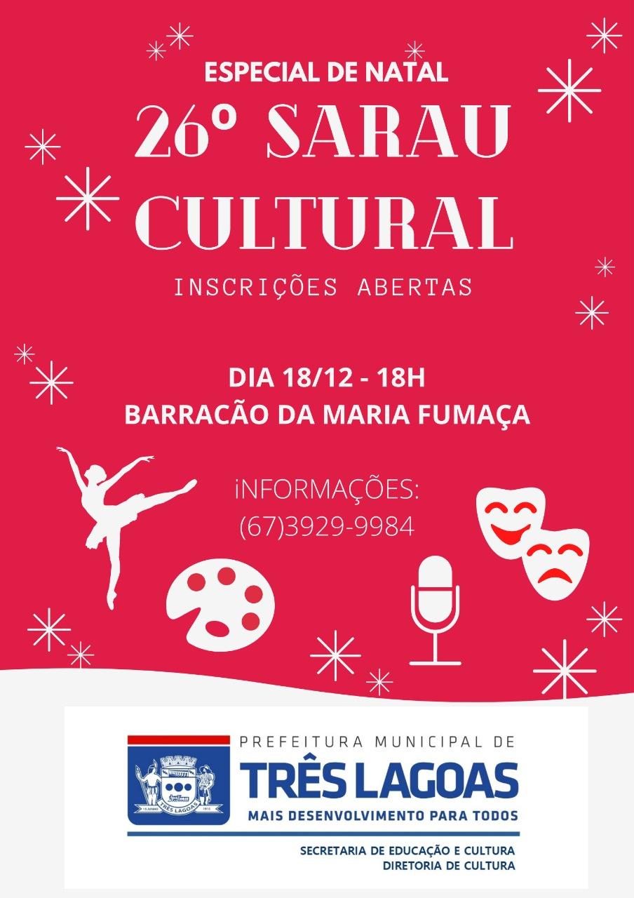 Abre inscrições para o 26º Sarau Cultural Especial de Natal está com inscrições abertas