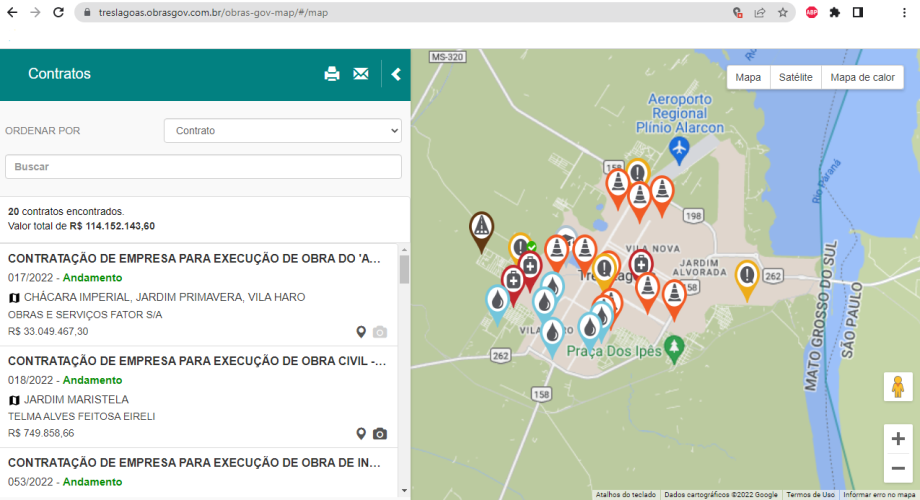 PIONEIRA EM MS – Três Lagoas implementa mapa interativo de obras, saiba como funciona