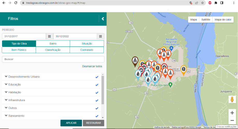 PIONEIRA EM MS – Três Lagoas implementa mapa interativo de obras, saiba como funciona