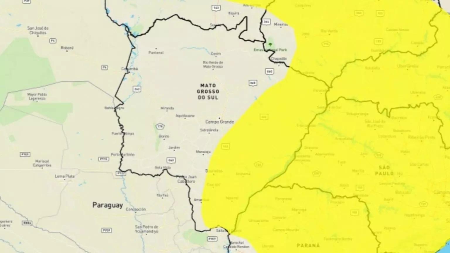 Três Lagoas e outras 47 cidades de MS continuam em alerta para ventos de 60 km/h e chuvas intensas 