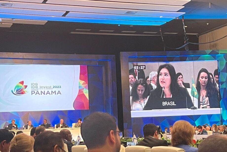 Simone Tebet reafirma compromisso do Brasil com políticas sociais em reunião do BID