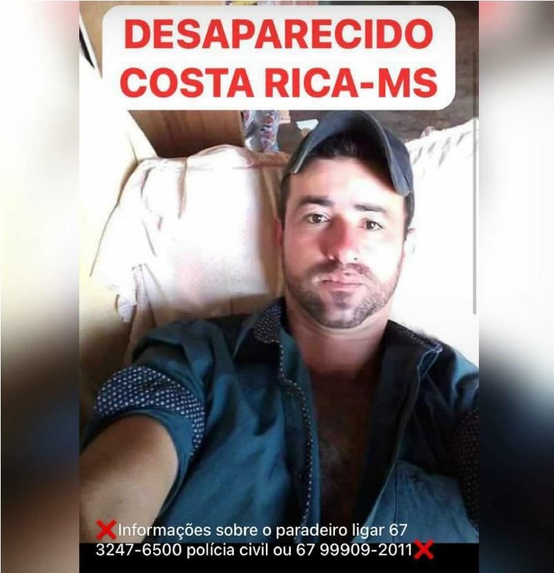 Família pede ajuda para localizar homem que sumiu de casa há 9 dias em Costa Rica Família pede ajuda para localizar homem que sumiu de casa há 9 dias em Costa Rica