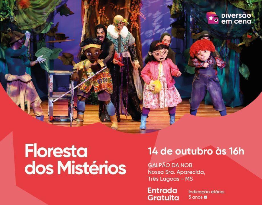 Três Lagoas recebe neste sábado (14), espetáculo Floresta dos Mistérios no Galpão NOB