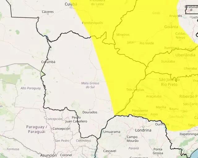 Chuva intensa pode atingir 24 municípios de Mato Grosso do Sul 