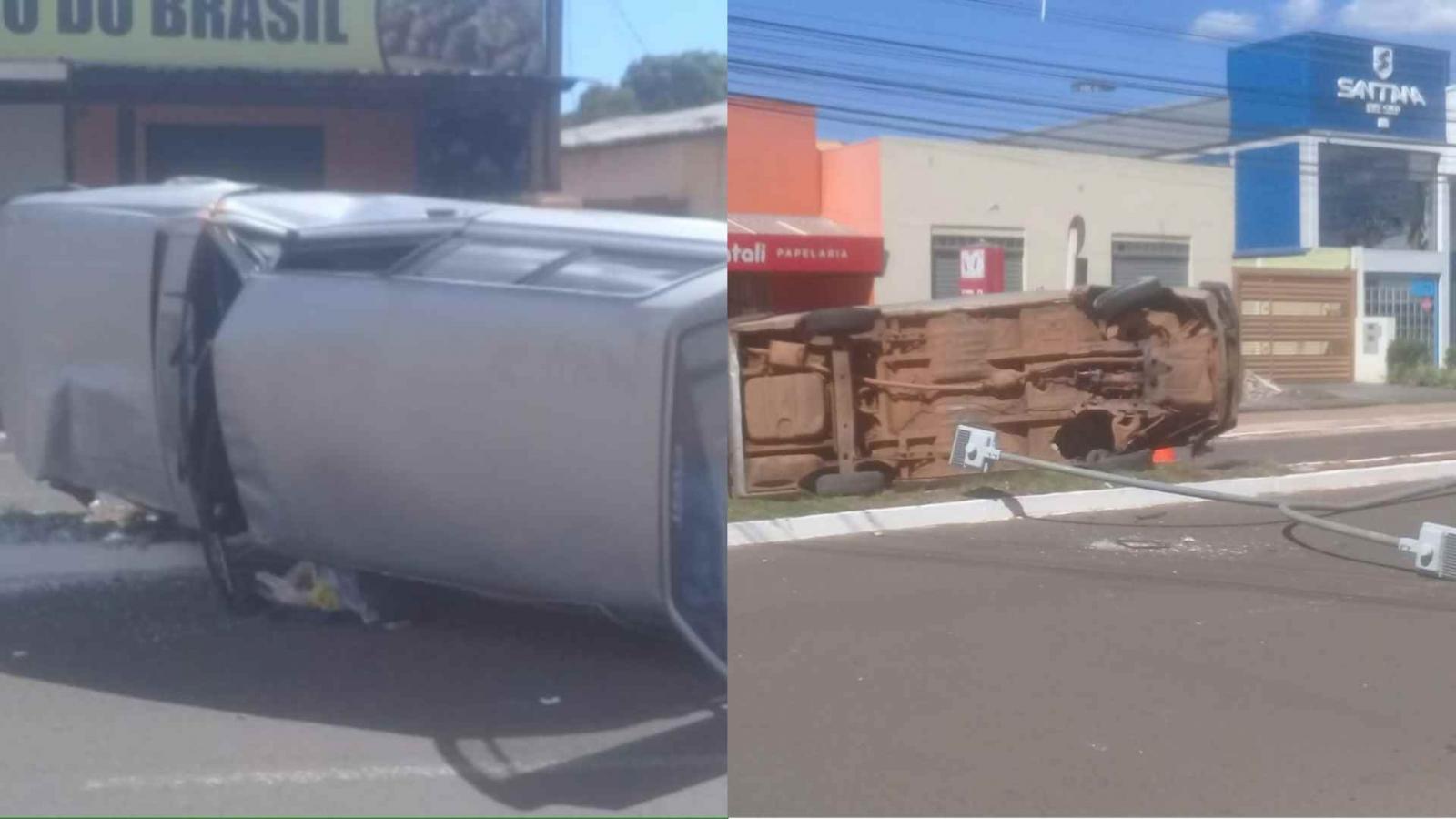 Em Campo Grande, motorista que estaria embriagado sai ileso e abandona carro tombado 