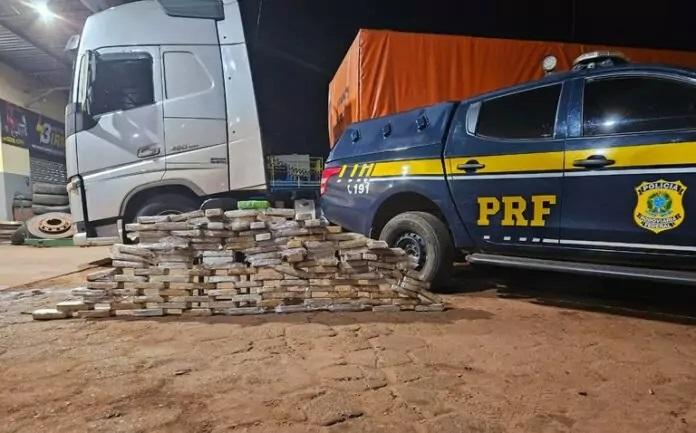 Com auxílio de cães farejadores, polícia apreende 126kg de pasta base de cocaína na BR-262