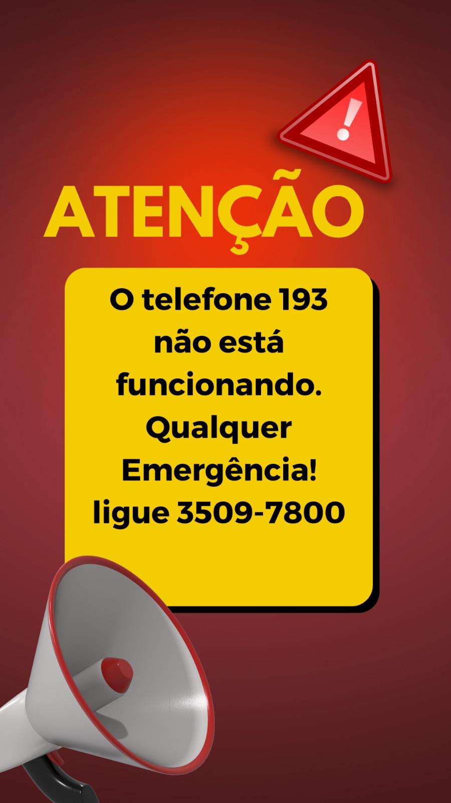Telefone 193 está inoperante e bombeiros de Três Lagoas divulgam novo número para emergências 
