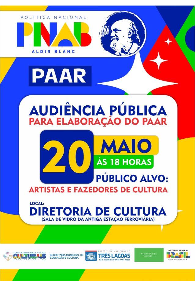 Cultura convoca artistas para audiência pública do PAAR Cultura convoca artistas para audiência pública do PAAR