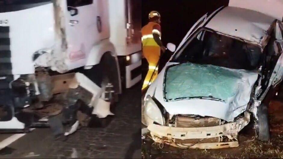 Motorista morre em batida entre caminhão e carro na BR-163, em Sonora