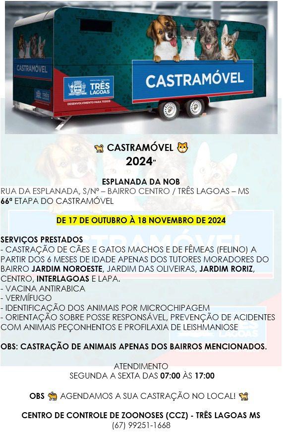 66ª etapa do Castramóvel iniciará no dia 17 de outubro, no Centro 66ª etapa do Castramóvel iniciará no dia 17 de outubro, no Centro