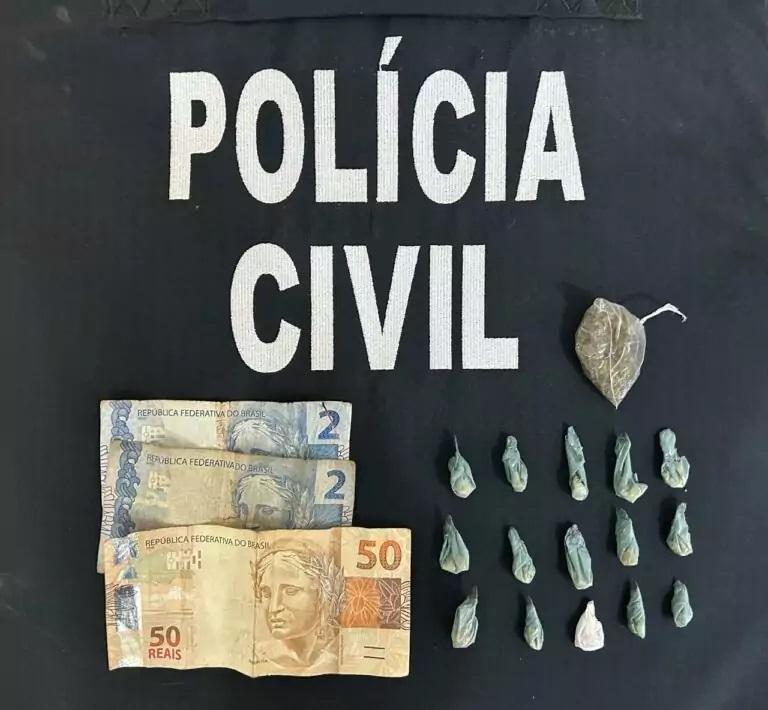 Durante investigação de assalto à posto, homem é preso em flagrante por tráfico de drogas