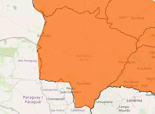 MS está em alerta para granizo e vento de 100 km/h 