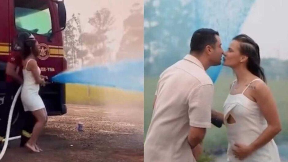 Sirene do Amor: casal revela sexo do bebê com caminhão dos bombeiros