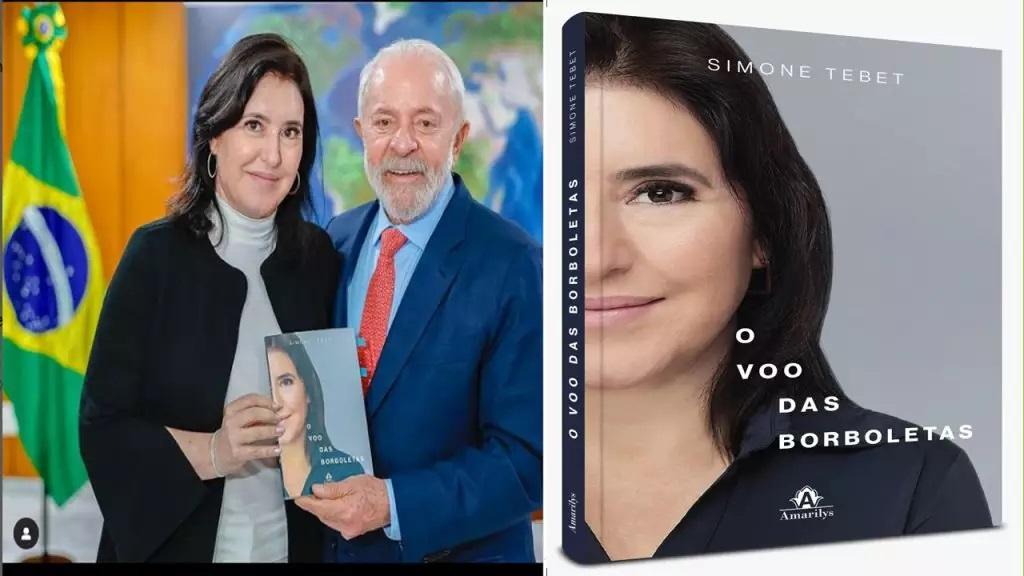 Ministra Simone Tebet entrega seu livro ao Presidente Lula