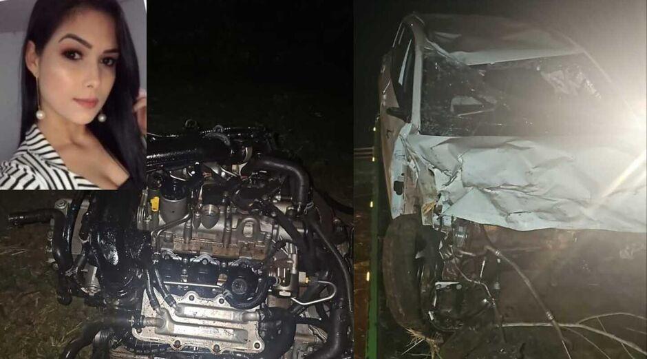 Mulher sobrevive a capotamento em que motor de carro voou na MS-162, em Sidrolândia