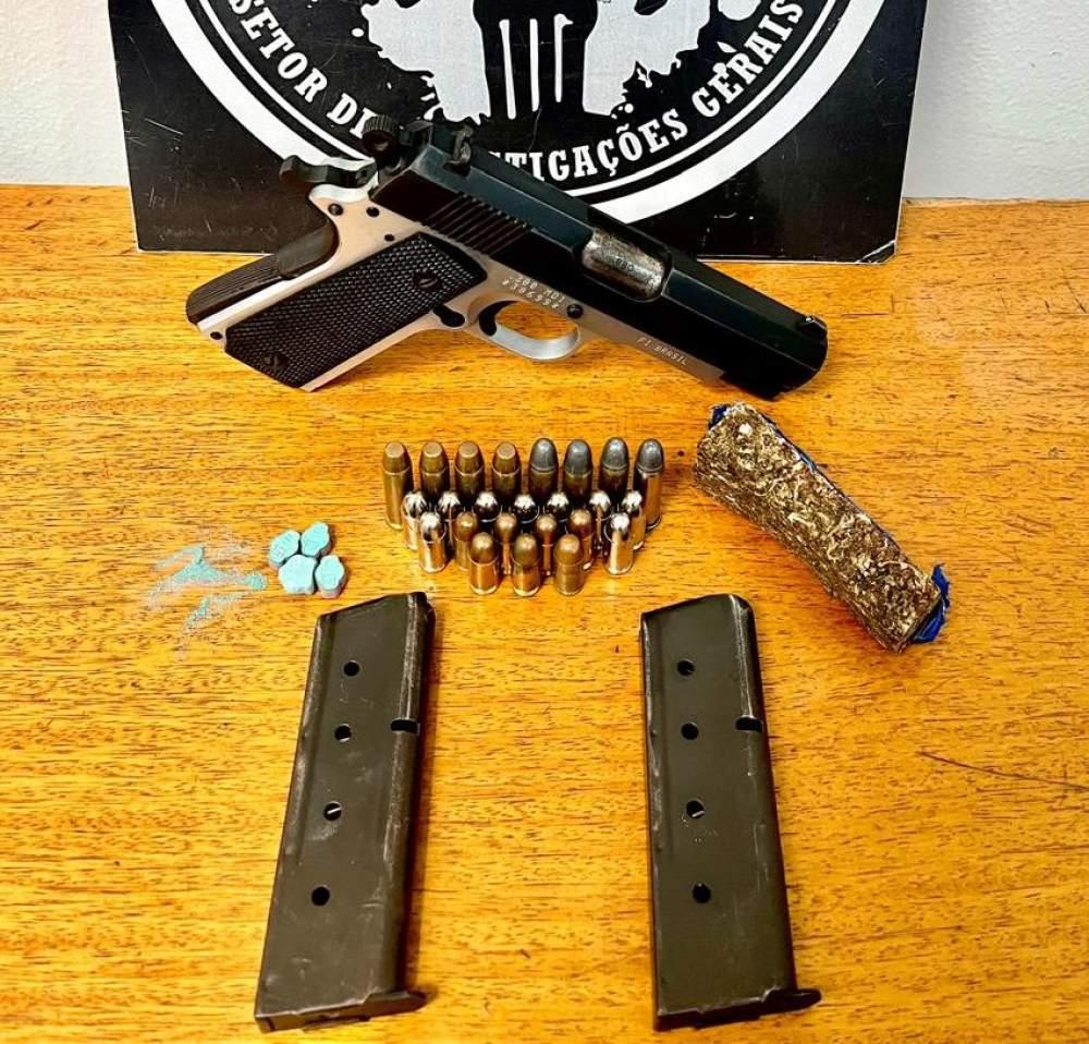 Abordagem da Polícia Civil prende jovem e apreende drogas e pistola calibre .380 na área central de Três Lagoas 