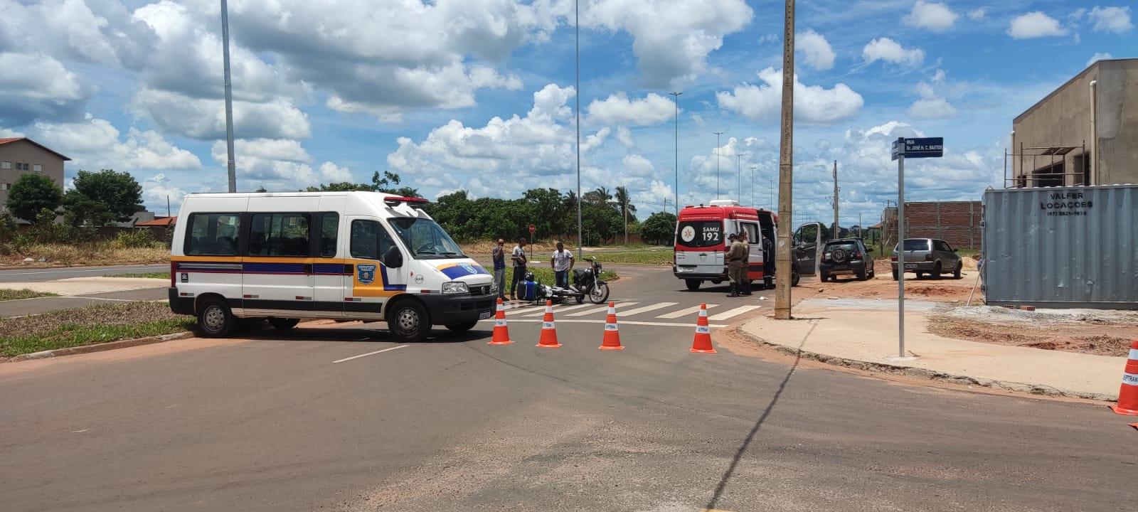 Colisão entre motocicletas deixa uma pessoa ferida no Jardim Alvorada em Três Lagoas