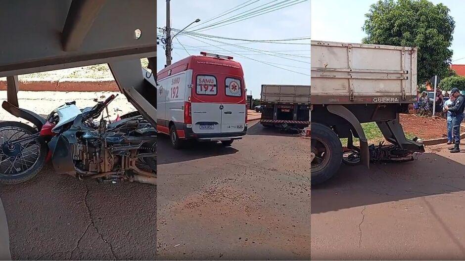 Motociclista tem pé decepado em acidente com carreta em Dourados