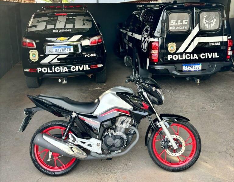 SIG de Três Lagoas presta apoio a Polícia Civil de Selvíria na recuperação de motocicleta furtada em golpe do Pix