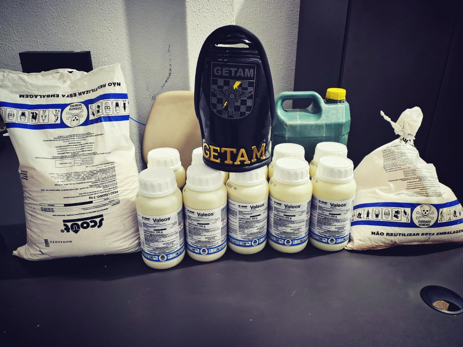 GETAM da PM recupera agrotóxicos furtados de fábrica em Três Lagoas – Crime não compensa!