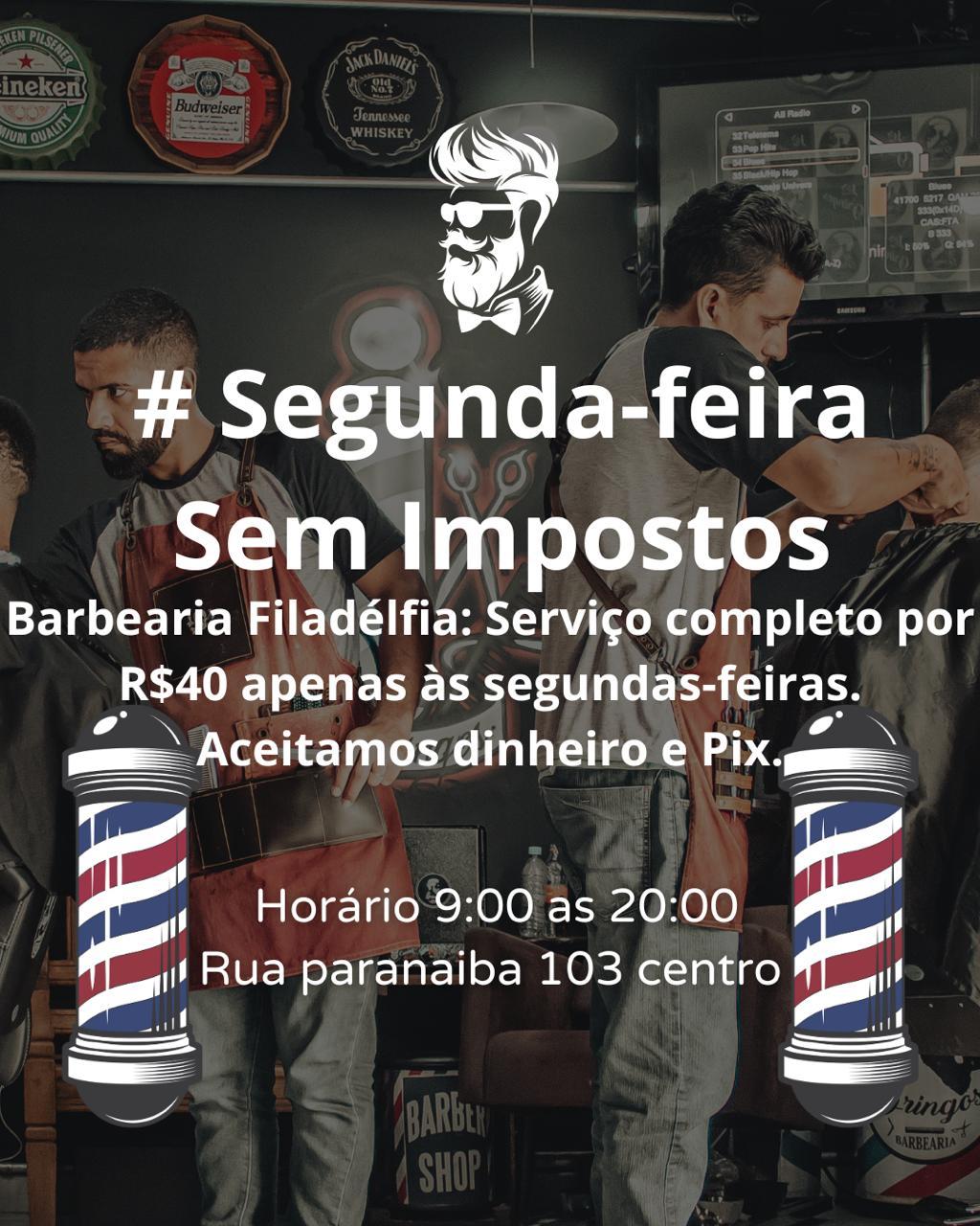 Continua a promoção na Barbearia Filadélfia! Corte, Barba e Sobrancelha por Apenas R$ 40 Continua a promoção na Barbearia Filadélfia! Corte, Barba e Sobrancelha por Apenas R$ 40