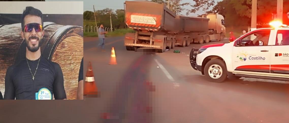 Luto no ciclismo: Bruno Freitas de Três Lagoas morre atropelado por bitrem na divisa com Castilho-SP 