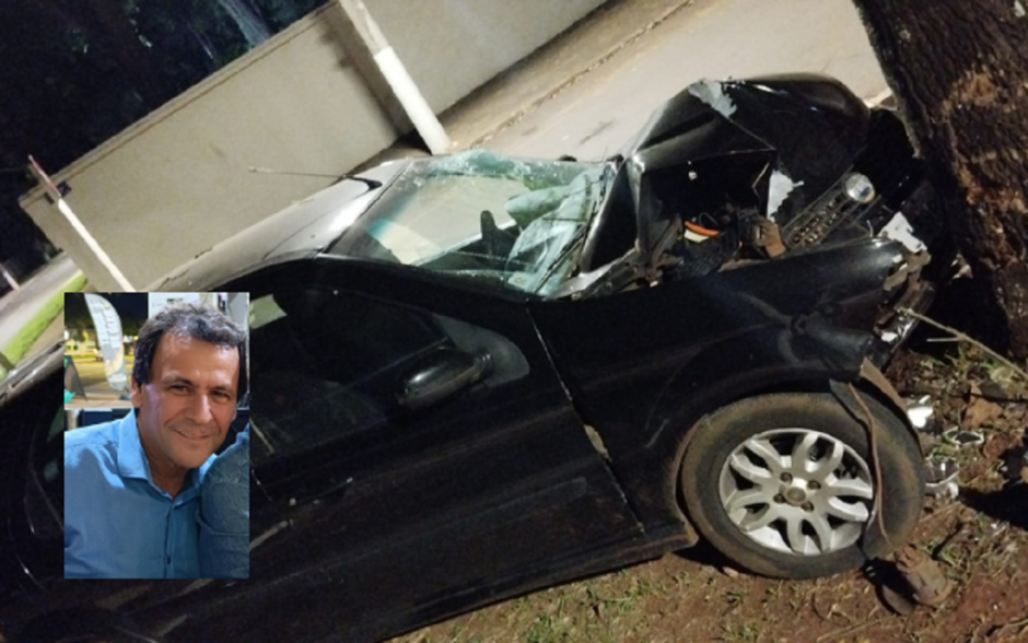 Motorista morre ao bater carro em árvore no Centro de Dourados-MS