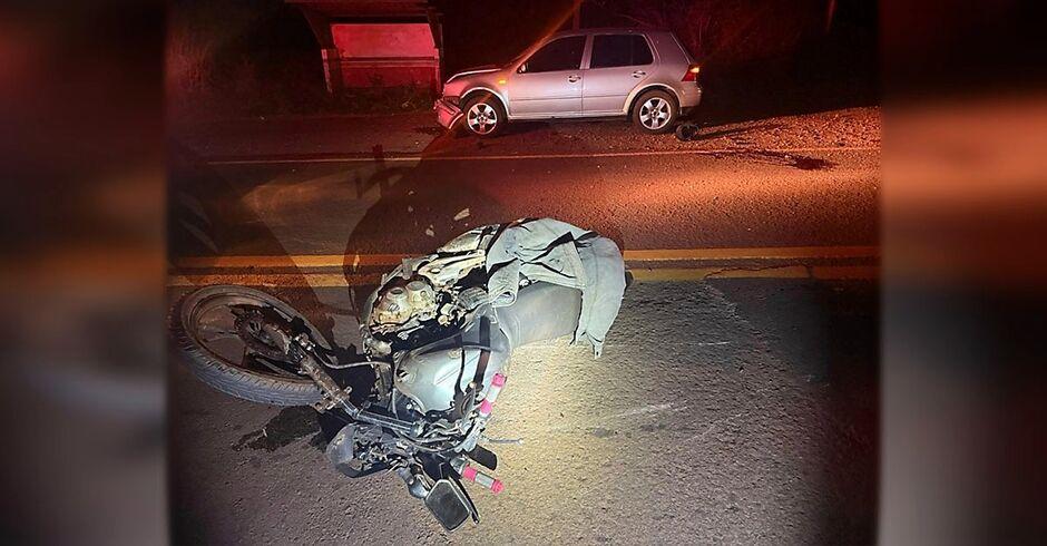Motociclista morre ao bater de frente com carro na MS-145, entre Deodápolis e Ipezal 