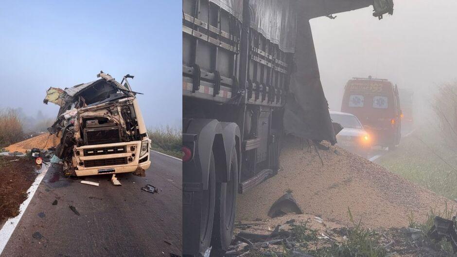 Neblina atrapalha visibilidade e ultrapassagem causa acidente grave em MS 