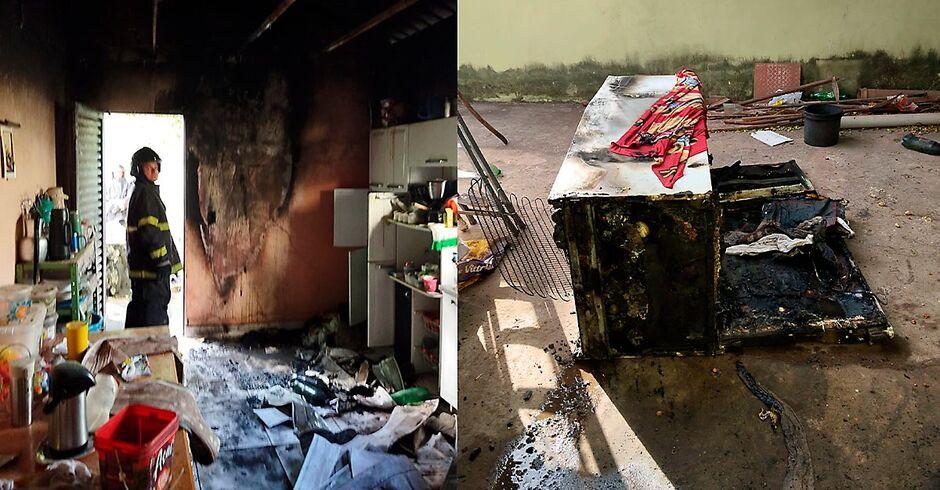 Geladeira com defeito no motor provoca incêndio e destrói cozinha em Corumbá Geladeira com defeito no motor provoca incêndio e destrói cozinha em Corumbá