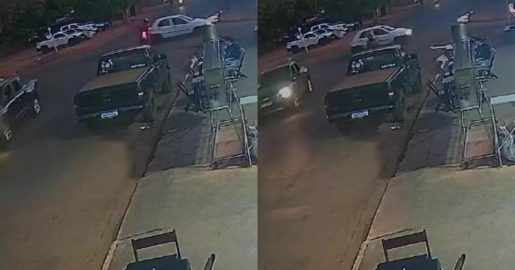 Câmera flagra momento em que carro fecha moto e provoca queda em rua da Vila Haro