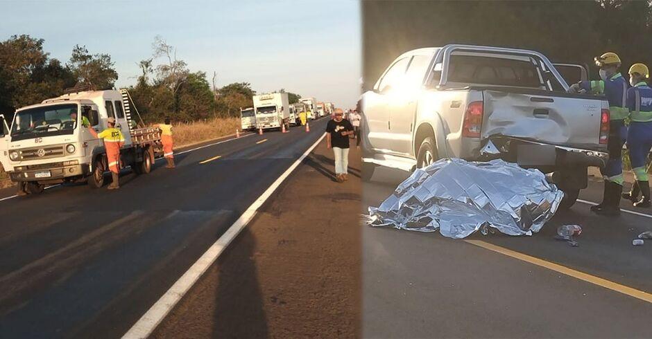 Motociclista morre após bater na traseira de caminhonete a BR-158, entre Cassilândia e Paranaíba  