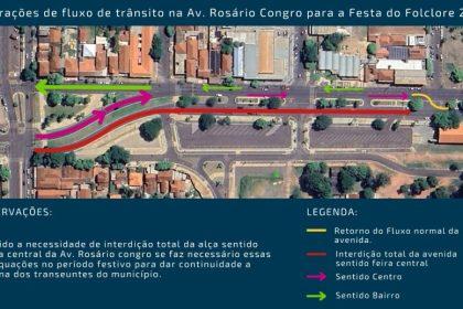 Trânsito no Centro de Três Lagoas será alterado a partir deste domingo para a 35ª Festa do Folclore