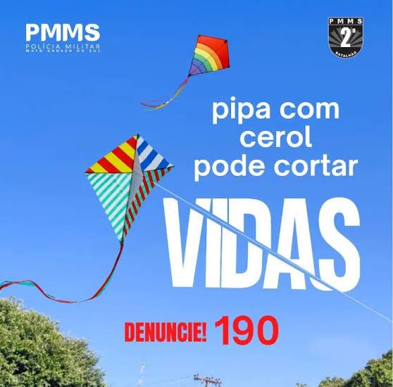 PM faz campanha em escolas e fiscaliza soltura de pipas contra uso de linha chilena em Três Lagoas PM faz campanha em escolas e fiscaliza soltura de pipas contra uso de linha chilena em Três Lagoas