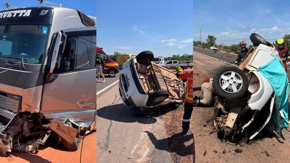 Comerciante bate em lateral de carreta e morre em grave acidente em Coxim  