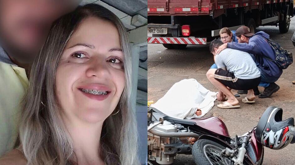 Filhos choram sobre o corpo da mãe vítima de acidente com caminhão na Moreninha em Campo Grande