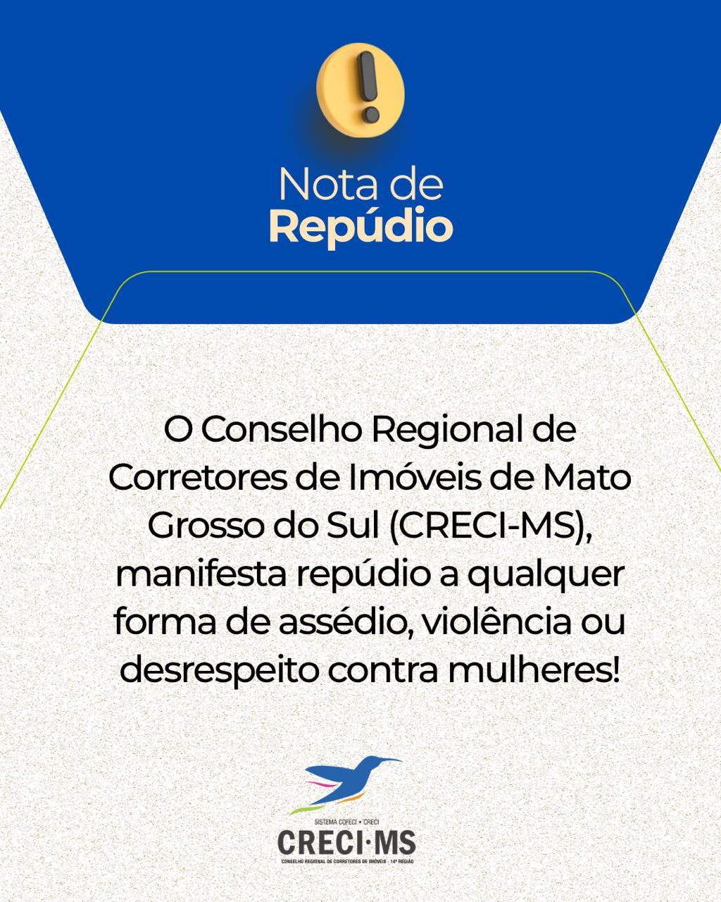 Após caso envolvendo corretor de imóveis, CRECI-MS anuncia abertura de processo disciplinar e reforça repúdio a qualquer forma de assédio