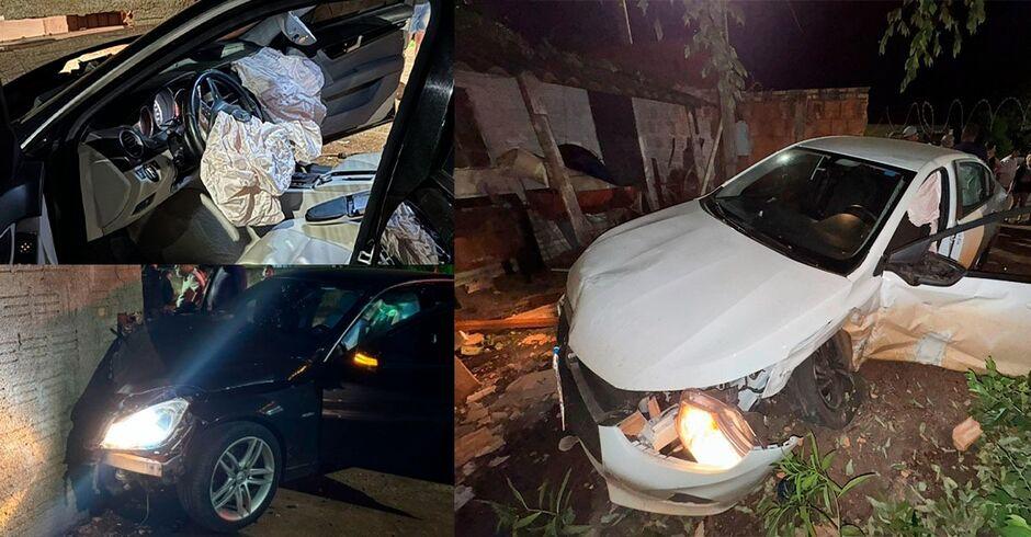 Motorista avança preferencial, bate em carro e atinge casa em Nova Andradina  