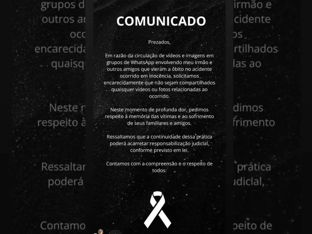  ‘Não compartilhem imagens do acidente’: Irmão de vítima pede respeito após tragédia em rodovia 