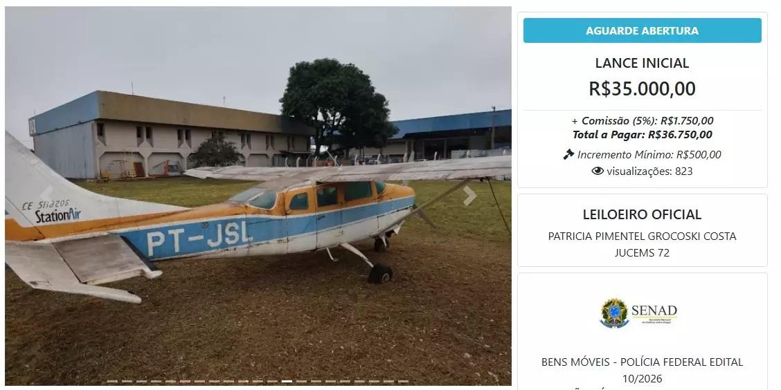Avião por 35 mil, apartamento e BMW entram em leilão da Justiça Federal