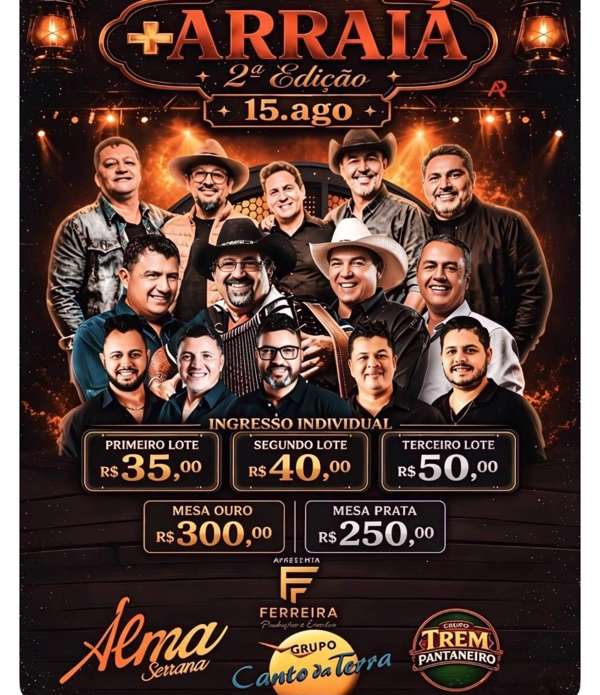 O melhor arraiá da região está chegando: Venha curtir Canto da Terra, Alma Serrana e Grupo Trem Pantaneiro O melhor arraiá da região está chegando: Venha curtir Canto da Terra, Alma Serrana e Grupo Trem Pantaneiro