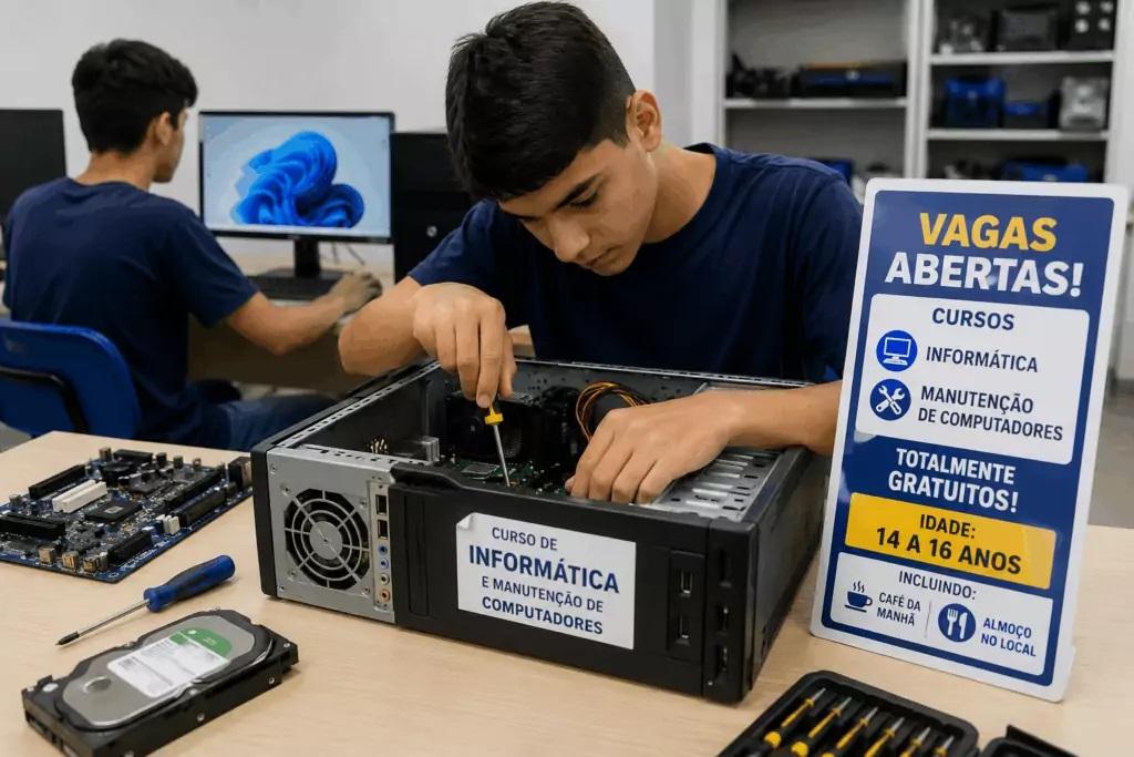 Cursos gratuitos de informática e manutenção de computadores estão com inscrições abertas em Três Lagoas