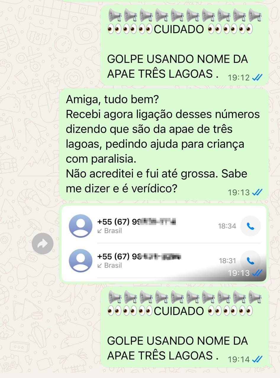 Alerta em Três Lagoas: Suposto golpe usa nome da APAE para pedir dinheiro por telefone