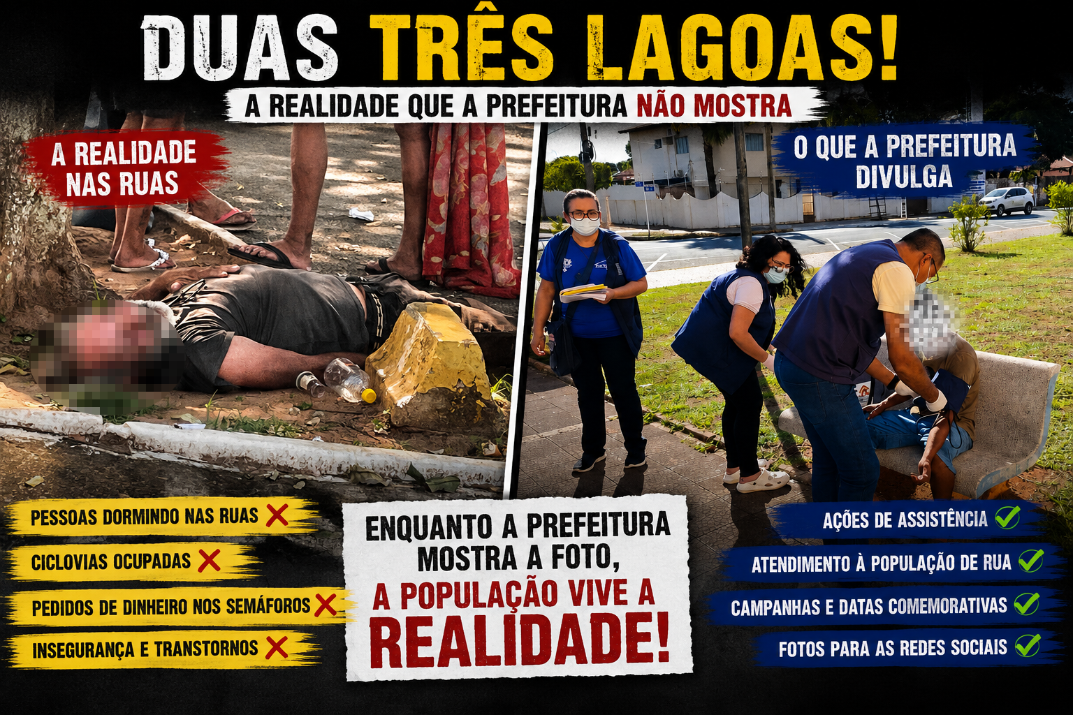 Prefeito que gosta de festa “fecha os olhos” para o social? Pessoas em situação de rua agora ocupam até ciclovia de Três Lagoas