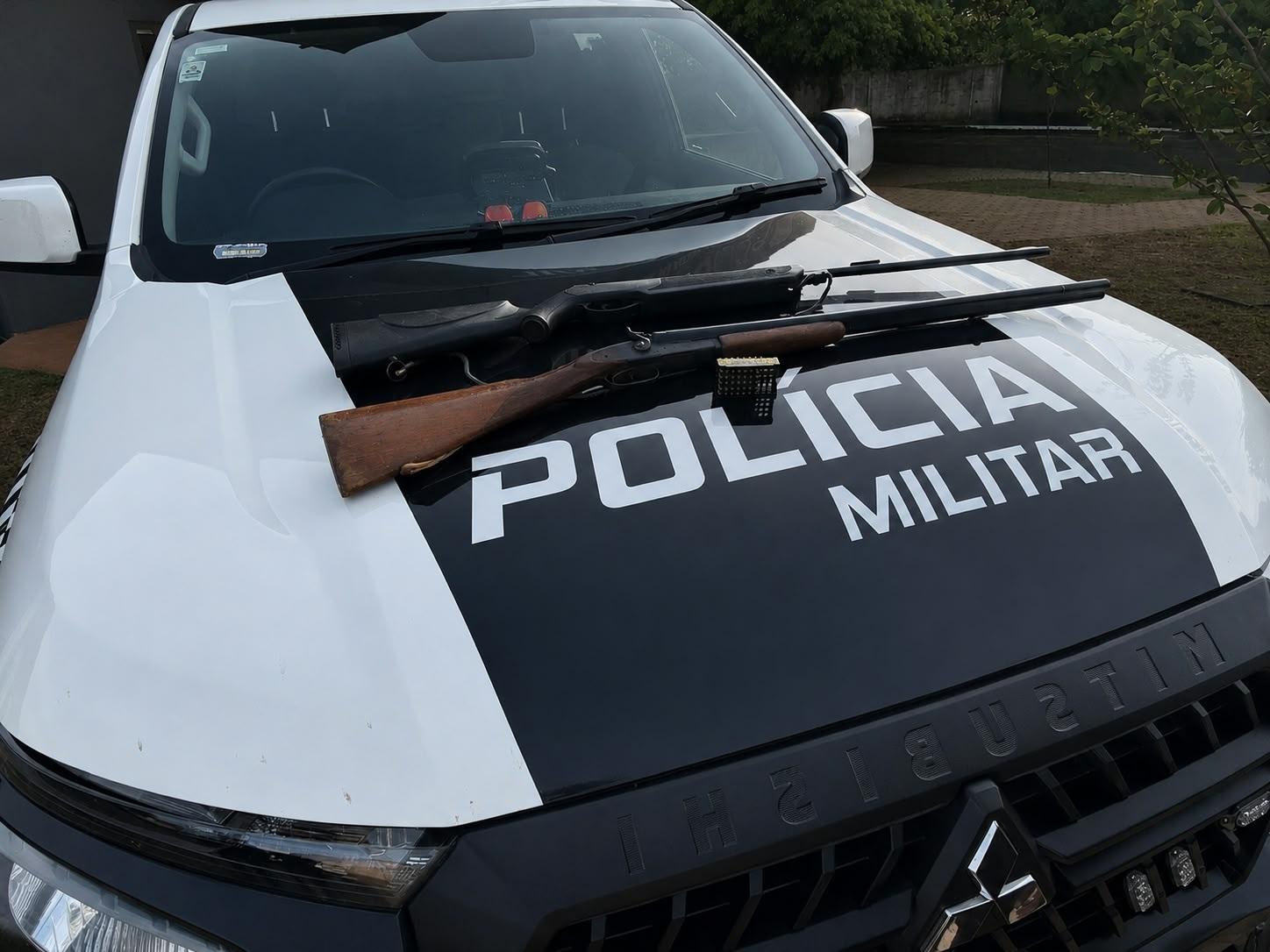 CERCO DA PM A 68 KM DE TRÊS LAGOAS: Policiais do 2º BPM apreendem duas espingardas e 36 munições