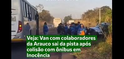 Ultrapassagem termina em grave acidente entre van e ônibus com trabalhadores entre Três Lagoas e Inocência